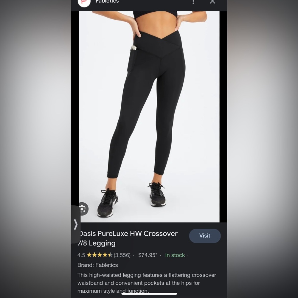 Fabletics Oasis PureLuxe HW Crossover 7/8 Legging Black 2X